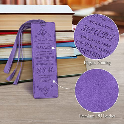 FINPAC Leather Bible Bookmarks, Bible Verse Book Markers - color: Violet