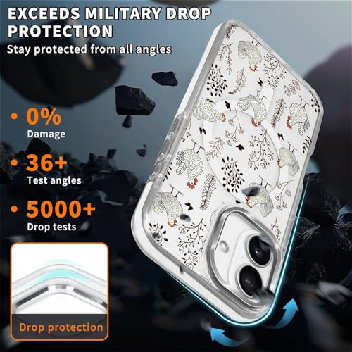 for iPhone 17 Case [Compatible with Magsafe],Girls Women Clear Magnetic Case Silicone Shockproof Protective Cover with Pattern Chicken Butterfly Flower - color: Chicken Butterfly Flower, size: iPhone 17