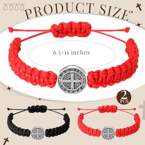 Fumete 2 Pcs Saint Benedict Medal - color: Black, Red