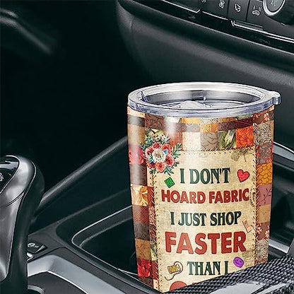 Personalized Quilting Insulated Tumbler Custom Name Stainless Steel Double Walled Vacuum Coffee Mug 20oz 30oz Quilting Gifts for Sewers Women Birthday - color: Sewing