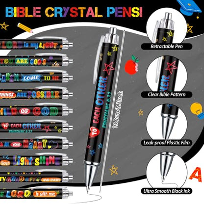 Moinchore 200 Pcs Christian Gift for Women Christian Accessories Include 50 Bible Verses Notebook 50 Church Bookmark 50 Ballpoint Pen Organza Bag Gift for Christmas Church Motivational (Bright) - style: Bright