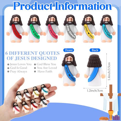 Bememo 100 Pcs Little Mini Jesus Figures Figurine in Bulk Jesus Love You