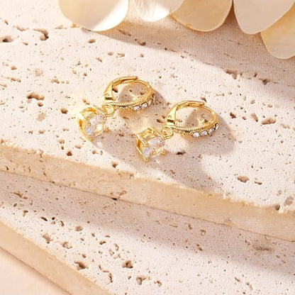 Gold/Silver Earrings Hoop Cross Dangle Earring Jewelry Gifts - style: Zircon-GD-E0778