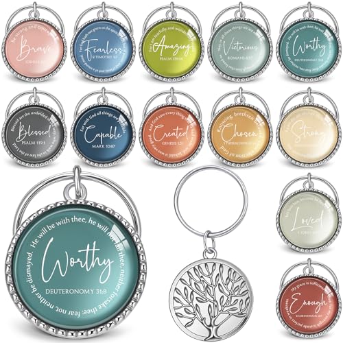 Equsion 36 Pcs Christian Keychain Bulk Mini Bible Keychains, Morandi - color: Morandi