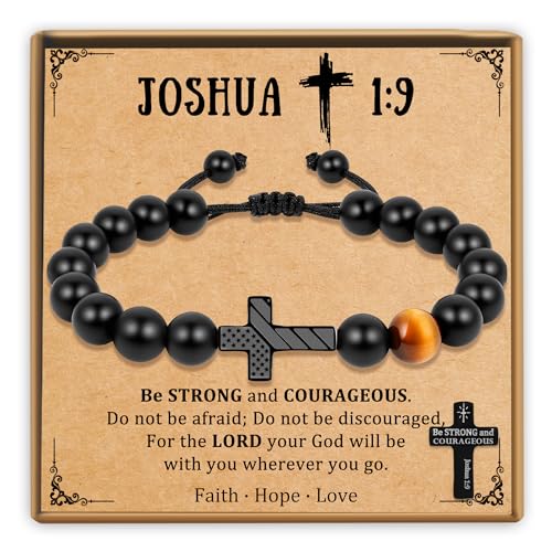 Trinckle Cross Bracelet for Men, Soccer Baseball Gifts for Teen Boy - color: Black