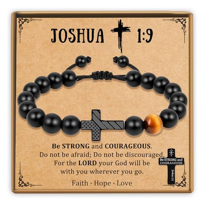 Trinckle Cross Bracelet for Men, Soccer Baseball Gifts for Teen Boy - color: Black