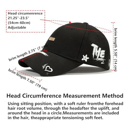 Baseball Cap for Women Men - Adjustable Size Hat - color: Black