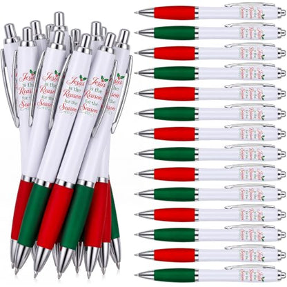 50 Pcs Jesus is the Reason Pen Christmas Christian Pens Gift Bulk Bible Verse Retractable Ballpoint Black Ink Party Favor with Rubber Grip for Xmas Sunday School Baptism Stationery Supplies