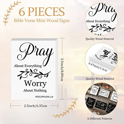 Yalikop 6 Pcs Bible Verse Christian Mini Wooden Sign, Cute Style - style: Cute Style