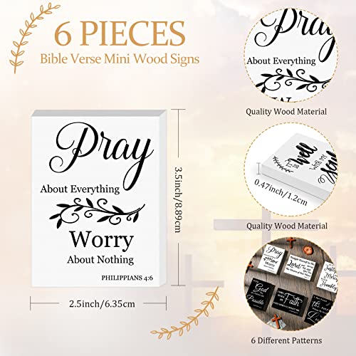 Yalikop 6 Pcs Bible Verse Christian Mini Wooden Sign, Cute Style - style: Cute Style