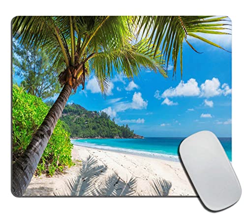 Sandy Beach with Palm and Turquoise sea Mouse Pad Non-Slip Rubber Base Gaming MousePads for Computers Laptop Office, Computer Mouse Pad for Wireless Mouse, 9.5"x7.9"x0.12" Inch(240mm x 200mm x 3mm) - color: TSP217