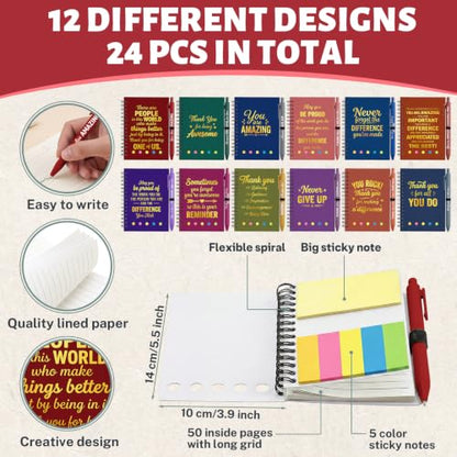 Sprial Notebooks with Pens Bulk, 48 Pack, 5.5 x 4.7 Inch Gratitude - color: Gold Foil Dark Thanksgiving