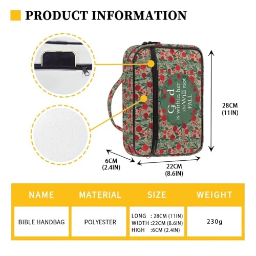 Bible Cover Church Carrying Book Case Polyester Bible Protective with Pen Slots and Zippered Pocket Customizable - color: Rose Bible Quotes