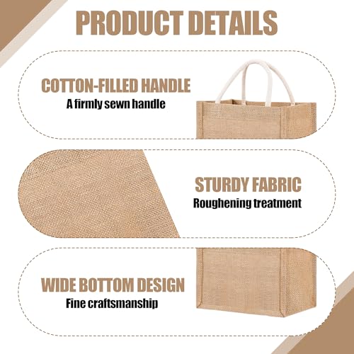 24 Pcs Burlap Tote Bag Mini Jute Reusable Waterproof Bag with Handles Small Blank Canvas for Wedding Welcome,Beach,Bridesmaid,Reusable Bulk Jute Bags with Cream Ribbons DIY Gifts(9.06 x 6.3 x 5.12'')