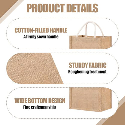 24 Pcs Burlap Tote Bag Mini Jute Reusable Waterproof Bag with Handles Small Blank Canvas for Wedding Welcome,Beach,Bridesmaid,Reusable Bulk Jute Bags with Cream Ribbons DIY Gifts(9.06 x 6.3 x 5.12'')