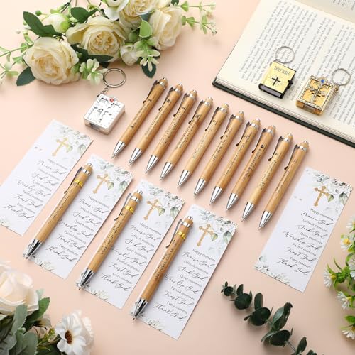 50 Sets Christian Religious Gifts Bible Verse Bamboo Pens