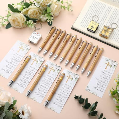 50 Sets Christian Religious Gifts Bible Verse Bamboo Pens