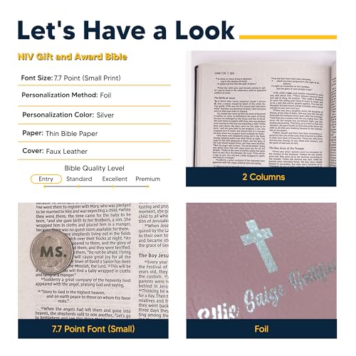 Personalized NIV Small Print Bible for Women, Name Engraved, Standard Size - color: Pink, style: New International Version