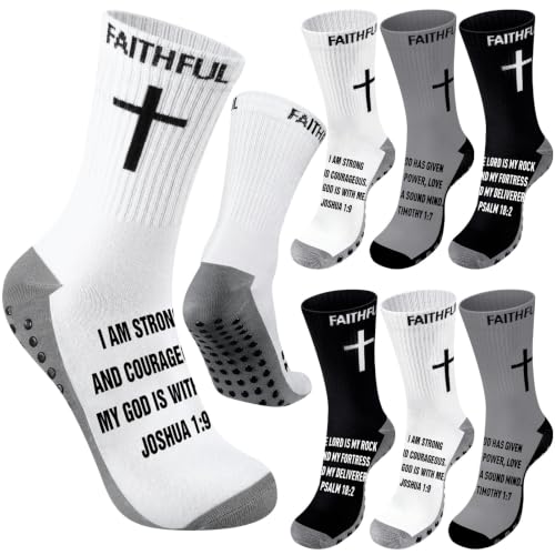 Glitopper 6 Pairs Cross Grip Soccer Socks US 6-13 christian - color: 3 Colors, style: Power