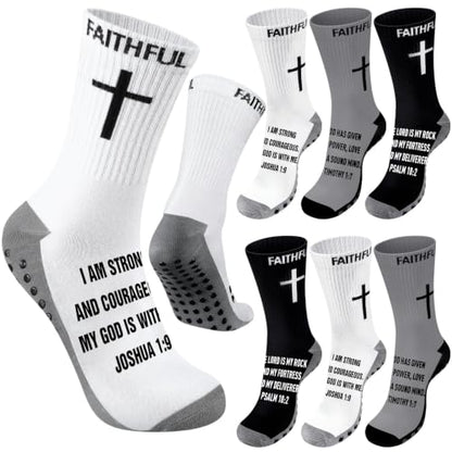 Glitopper 6 Pairs Cross Grip Soccer Socks US 6-13 christian - color: 3 Colors, style: Power