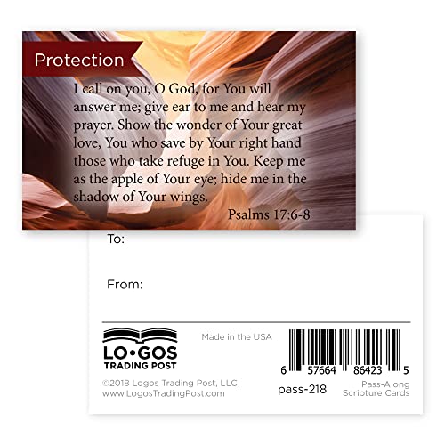 Pass It On Scripture Cards, Protection, Psalm 17:68, Pack of 25 Inspirational Bible Verse Wallet Cards for Devotional, Bible Study, & Memorization, Small Christian Greetings for Encouragement - color: Psalms 17:6-8