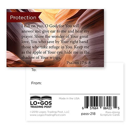 Pass It On Scripture Cards, Protection, Psalm 17:68, Pack of 25 Inspirational Bible Verse Wallet Cards for Devotional, Bible Study, & Memorization, Small Christian Greetings for Encouragement - color: Psalms 17:6-8
