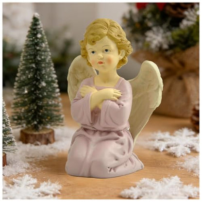Short Hair Kneeling Angel Figurine, 5.3 Inch Resin Praying Angel Decor - style: 5.3'' Cross hands angel kneeling