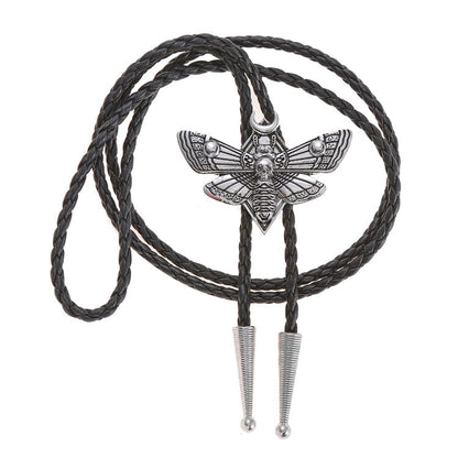 Western Cowboy Bolo tie for Men Women Gold Silver Death Skull Moth Cross Bolo Tie Christmas Deer Rooster Wolf Necktie Gift - color: 2# Silver Skull