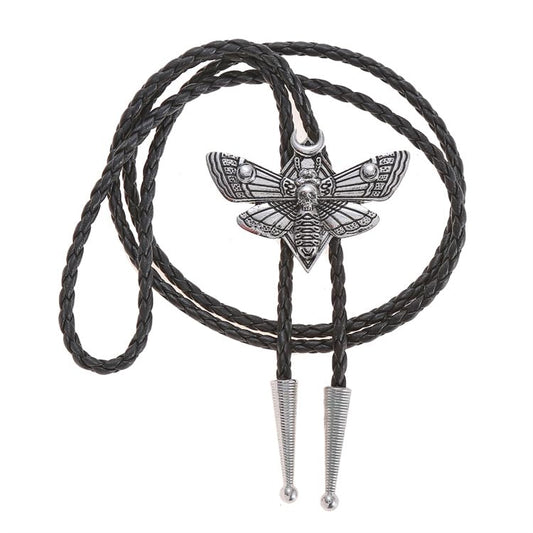 Western Cowboy Bolo tie for Men Women Gold Silver Death Skull Moth Cross Bolo Tie Christmas Deer Rooster Wolf Necktie Gift - color: 2# Silver Skull