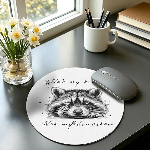 Funny Raccoon Mouse Pad 7.9x7.9Inch,Aesthetic Mouse Pad,Not My Trash Cute Raccoon Themed Mousepad with Non-Slip Rubber Base for Office Desk Accessories,Funny Animals Office Supplies - color: Color02