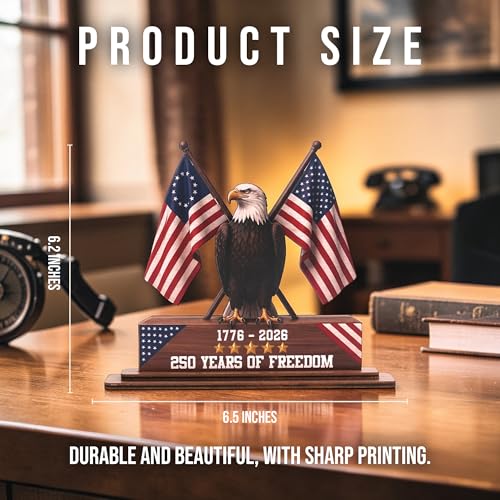 250th Anniversary American Wooden Plaque, 1776-2026 Patriotic USA Decor - color: KAT- K- USA - Plaque 2
