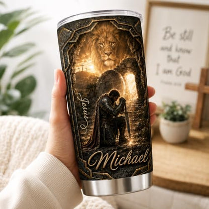 Personalized Christian Gifts For Men - A Child Of God Warrior Christ Man Of Faith Tumbler V5 - Faith Bible Religious For Dad, Husband, Grandpa on Fathers Day, Christmas, Birthday - color: CH-VAR-05