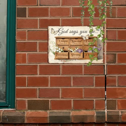 Religious Metal Sign Jesus Signs God Says You Are Sign 12x18 Inch - color: God Says You Are Flower_1, size: 12x18 Inch