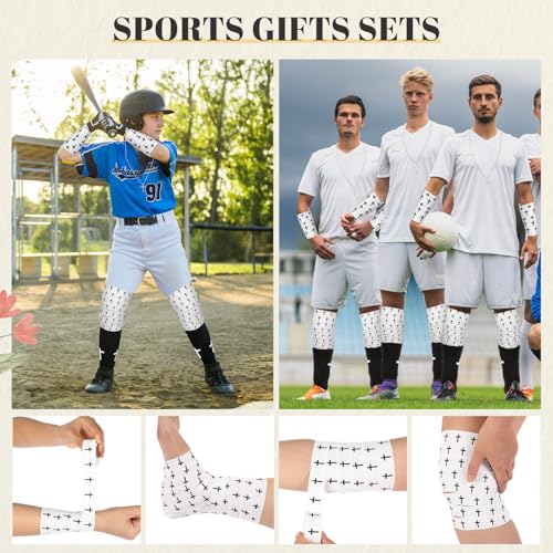 TrelaCo 4 Pack Cross Athletic Tape Socks Necklace Gift Box - color: White, style: Cross