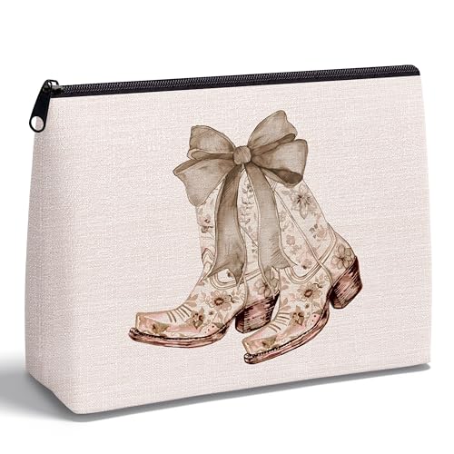 Cowgirl Gifts, Western Boots Zipper Makeup Bag - color: Cowgirl