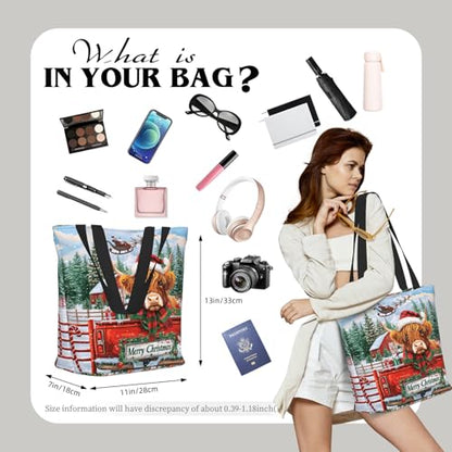 Funny Christian Tote Bags For Women With Zipper Christian Gifts For Work Gym Travel Beach Women With Large Capacity - color: Christmas