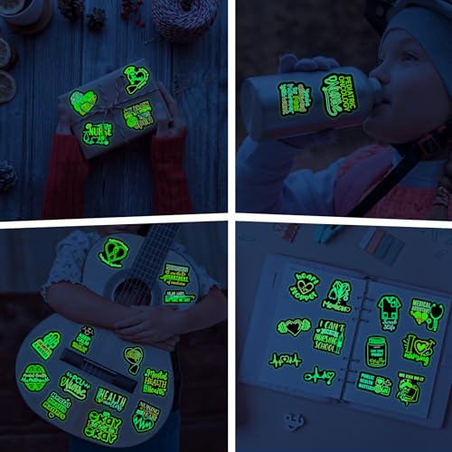 50 Pcs Glow in The Dark Mental Health Neon Stickers - color: Luminescent-164kshr