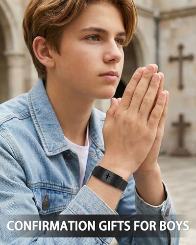 PINKDODO Adjustable Cross Bracelet Confirmation Gifts for Teenager Teen Boys