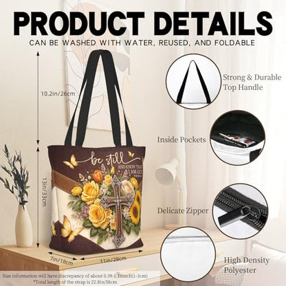 Bible Tote Bags For Women Religious Church Bag Christian Tote Bags Inspirational For Women Organizer Christian Gift - color: Bible Cross 3