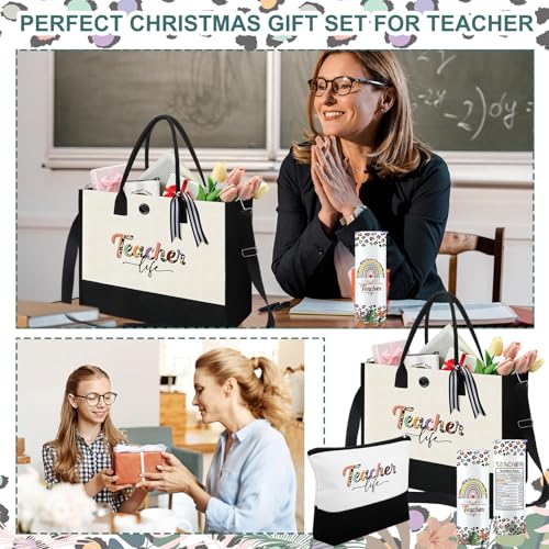 Silkfly 3 Pcs Teacher Thoughtful Gifts Set for Thanksgiving Christmas Day - style: Teacher Life