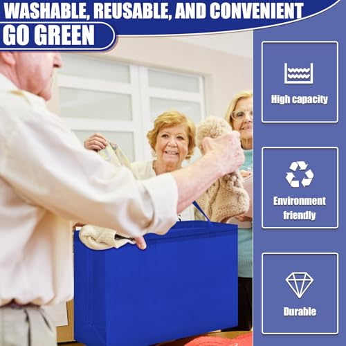 Windyun 100 Pcs Reusable Grocery Bags Large Shopping Tote Bulk, Royal Blue - color: Royal Blue