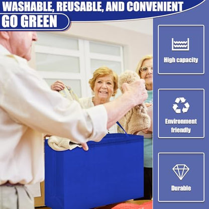 Windyun 100 Pcs Reusable Grocery Bags Large Shopping Tote Bulk, Royal Blue - color: Royal Blue