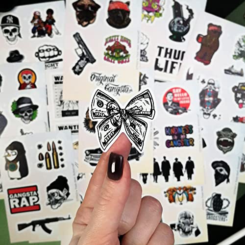 100Pcs Gangster Stickers, Gangster Decals, Skull Stickers, Mafia Laptop Decals, Gifts for Women & Men - color: Gangster Stickers