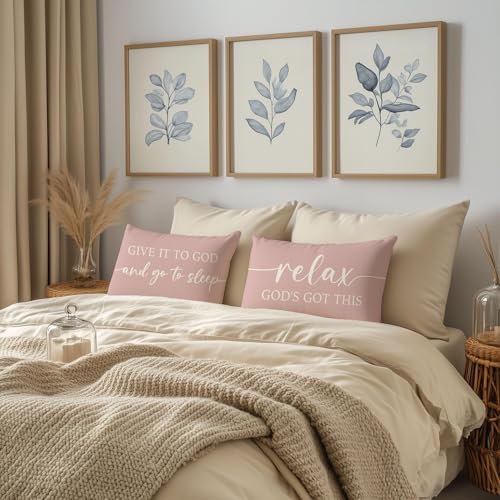 Dusty Rose Pink Throw Pillow Covers 12x20 Set of 2, Christian Decor - color: Dusty Rose