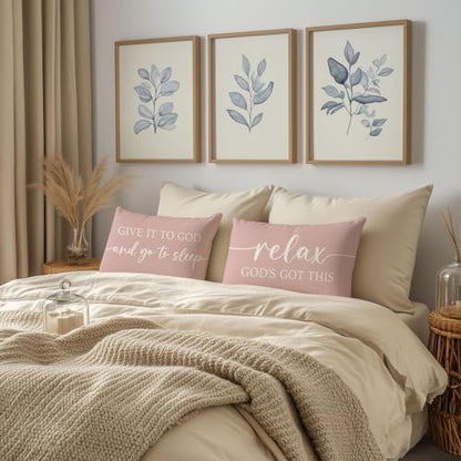 Dusty Rose Pink Throw Pillow Covers 12x20 Set of 2, Christian Decor - color: Dusty Rose