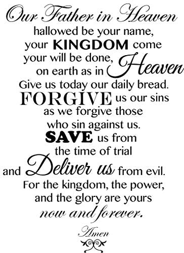 Newclew New The Lord's Prayer Our Father who Art in Heaven, Hallowed be Thy Name. Removable Wall Art Sayings Sticker Décor Decal Religious Church