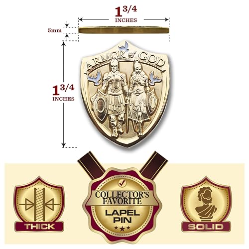 Armor of God Shield Lapel Pin by Armor Coin & Emblem - Elegant Spiritual Emblem - Divine Protection - Christian Accessory - Religious Collectible Gold Tie Tac
