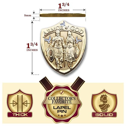 Armor of God Shield Lapel Pin by Armor Coin & Emblem - Elegant Spiritual Emblem - Divine Protection - Christian Accessory - Religious Collectible Gold Tie Tac