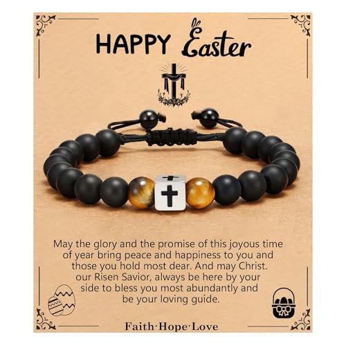 Cross Bracelet Beads Christian Bracelet for Boys Birthday Religion Gifts - style: Happy Easter