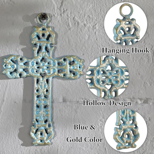 3 Pcs Cast Iron Crosses Wall Decor, Metal Decorative Cross Wall Hanging - size: 5.1" x 6.5"